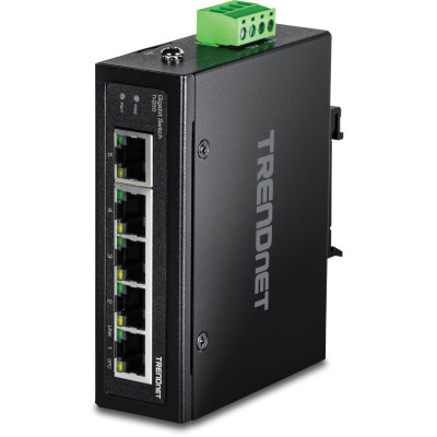 TRENDnet TI-G50 5-Port Ethernet Switch, 5 Gigabit ethernet ports, 10 Gbps switching capacity, DIN-rail/wall mount